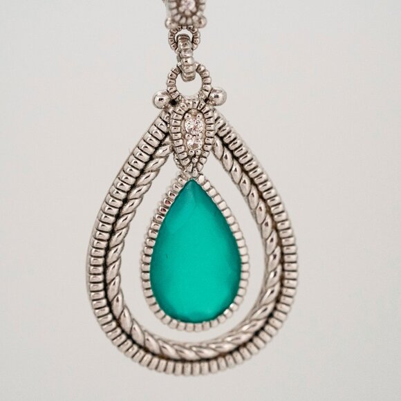 Judith Ripka Sterling Silver and 18K Gold with Dyed Sapphire Pendant Earrings - Picture 3 of 6